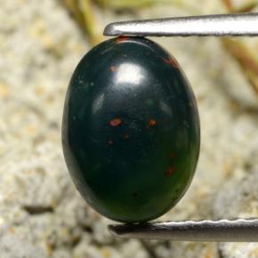 Pedra de sangue verde natural 1,80ct, corte oval, opaco
