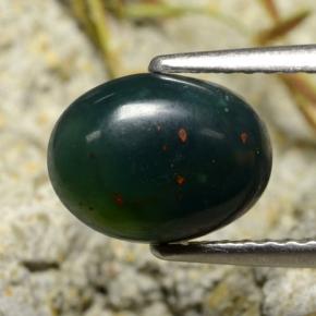 Pedra de sangue verde natural 1,80ct, corte oval, opaco