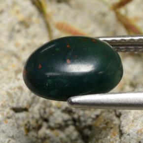 Pedra de sangue verde natural 1,80ct, corte oval, opaco