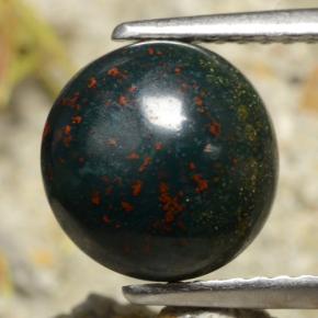 Pedra de sangue verde natural 2,69ct, corte redondo, opaco