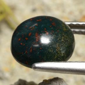 Pedra de sangue verde natural 2,69ct, corte redondo, opaco