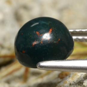 Pedra de Sangue verde manchado Natural 2.44ct, Corte Redondo, Opaco