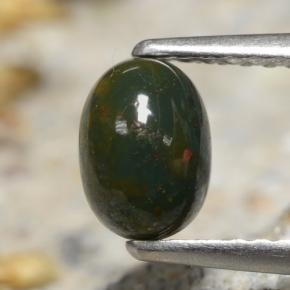 Pedra de Sangue Verde Natural 0.83ct, Corte Oval, Opaco