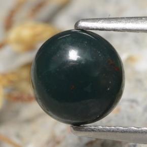 Pedra de sangue verde natural 0,84ct, corte redondo, opaco