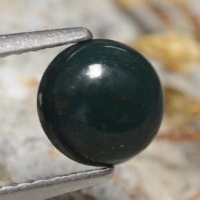 Pedra de sangue verde natural 0,84ct, corte redondo, opaco