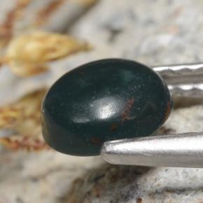Pedra de sangue verde natural 0,84ct, corte redondo, opaco