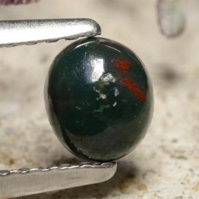 Pedra de sangue verde natural 0,43ct, corte oval, opaco