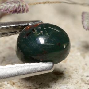 Pedra de sangue verde natural 0,43ct, corte oval, opaco