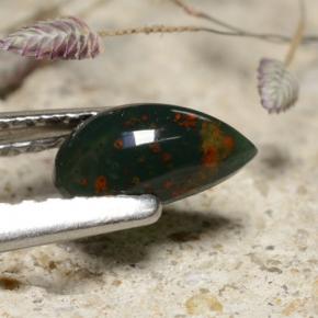 Pedra de sangue verde natural 0,44ct, formato de pêra, opaco