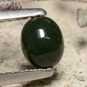 Pedra de Sangue Verde Natural 0.36ct, Corte Oval, Opaco