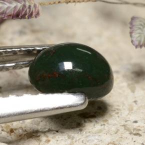 Pedra de Sangue Verde Natural 0.36ct, Corte Oval, Opaco