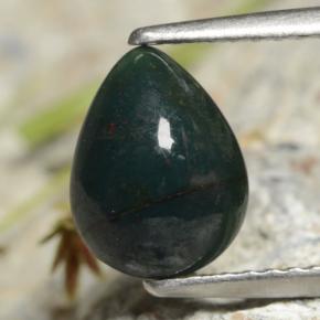 Pedra de sangue verde natural 1,45ct, formato de pêra, opaco
