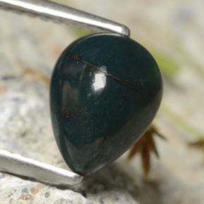 Pedra de sangue verde natural 1,45ct, formato de pêra, opaco