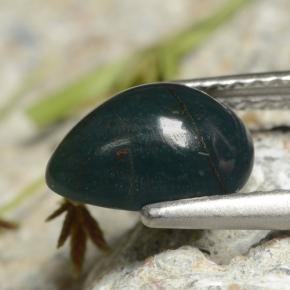 Pedra de sangue verde natural 1,45ct, formato de pêra, opaco