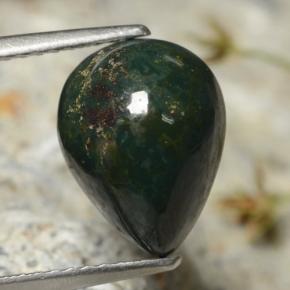 Pedra de Sangue verde escuro Natural 3.37ct, Formato de pêra, Opaco