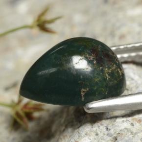 Pedra de Sangue verde escuro Natural 3.37ct, Formato de pêra, Opaco