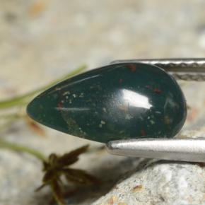 Pedra de sangue verde natural 1,92ct, formato de pêra, opaco