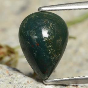 Pedra de sangue verde natural 1,81ct, formato de pêra, opaco