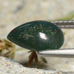 Pedra de sangue verde natural 1,81ct, formato de pêra, opaco