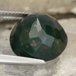 Pedra de sangue verde natural 11,25ct, corte redondo, opaco