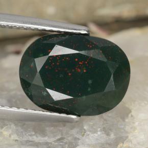 Pedra de sangue verde natural 5,52ct, corte oval, opaco