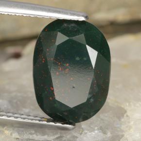 Pedra de sangue verde natural 5,52ct, corte oval, opaco