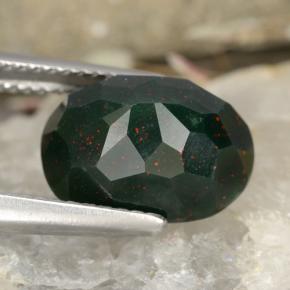 Pedra de sangue verde natural 5,52ct, corte oval, opaco