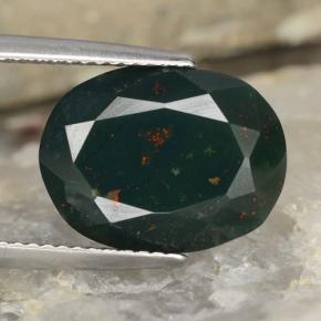 Pedra de sangue verde natural 7,64ct, corte oval, opaco