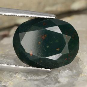 Pedra de sangue verde natural 7,64ct, corte oval, opaco