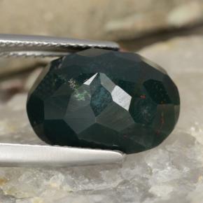 Pedra de sangue verde natural 7,64ct, corte oval, opaco