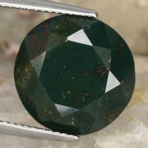 Pedra de sangue verde natural 12,39ct, corte redondo, opaco