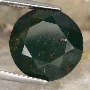 Pedra de sangue verde natural 12,39ct, corte redondo, opaco