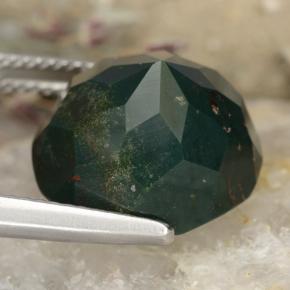 Pedra de sangue verde natural 12,39ct, corte redondo, opaco