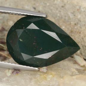 Pedra de sangue verde natural 10,25ct, formato de pêra, opaco