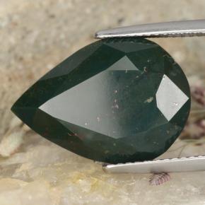 Pedra de sangue verde natural 10,25ct, formato de pêra, opaco