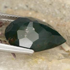 Pedra de sangue verde natural 10,25ct, formato de pêra, opaco