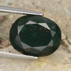 Pedra de sangue verde natural 8,22ct, corte oval, opaco
