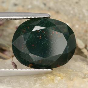 Pedra de sangue verde natural 8,22ct, corte oval, opaco
