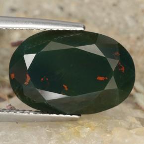 Pedra de Sangue verde manchado Natural 7.83ct, Corte Oval, Opaco
