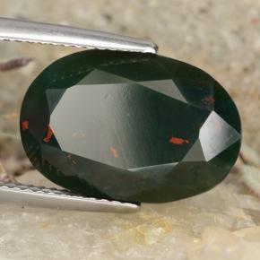 Pedra de Sangue verde manchado Natural 7.83ct, Corte Oval, Opaco