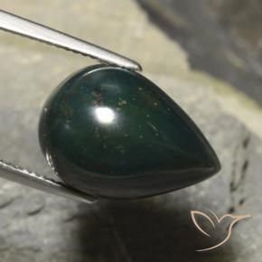 Pedra de Sangue verde escuro Natural 13.48ct, Formato de pêra, Opaco