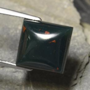 Pedra de sangue verde natural 12,04ct, quadrado, opaco