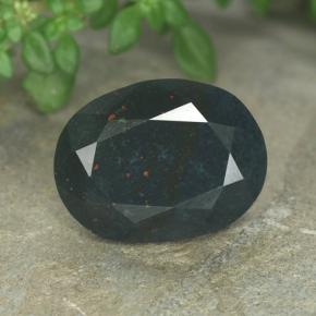 Pedra de sangue verde natural 4,56ct, corte oval, opaco