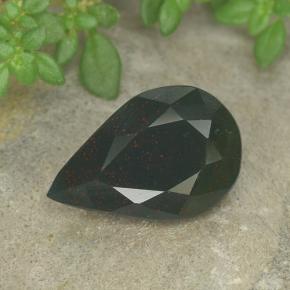 Pedra de sangue verde natural 2,44ct, formato de pêra, opaco