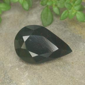 Pedra de sangue verde natural 2,44ct, formato de pêra, opaco