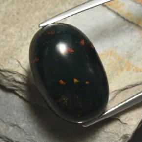 Pedra de sangue verde natural 25,89ct, corte oval, opaco