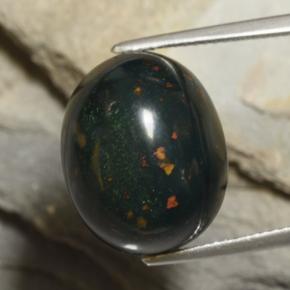Pedra de sangue verde natural 23,38ct, corte oval, opaco