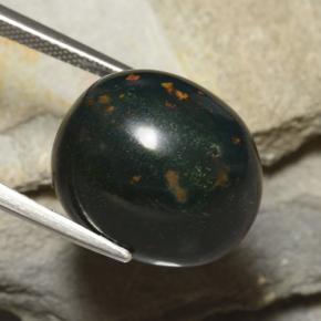 Pedra de sangue verde natural 23,38ct, corte oval, opaco