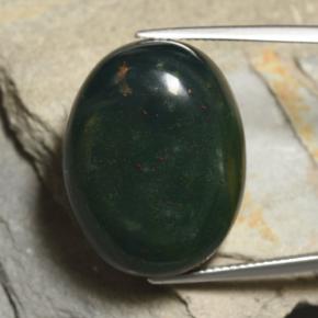 Pedra de sangue verde natural 42,77ct, corte oval, opaco