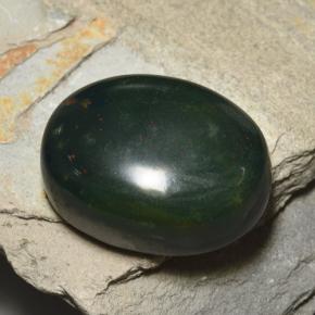 Pedra de sangue verde natural 42,77ct, corte oval, opaco